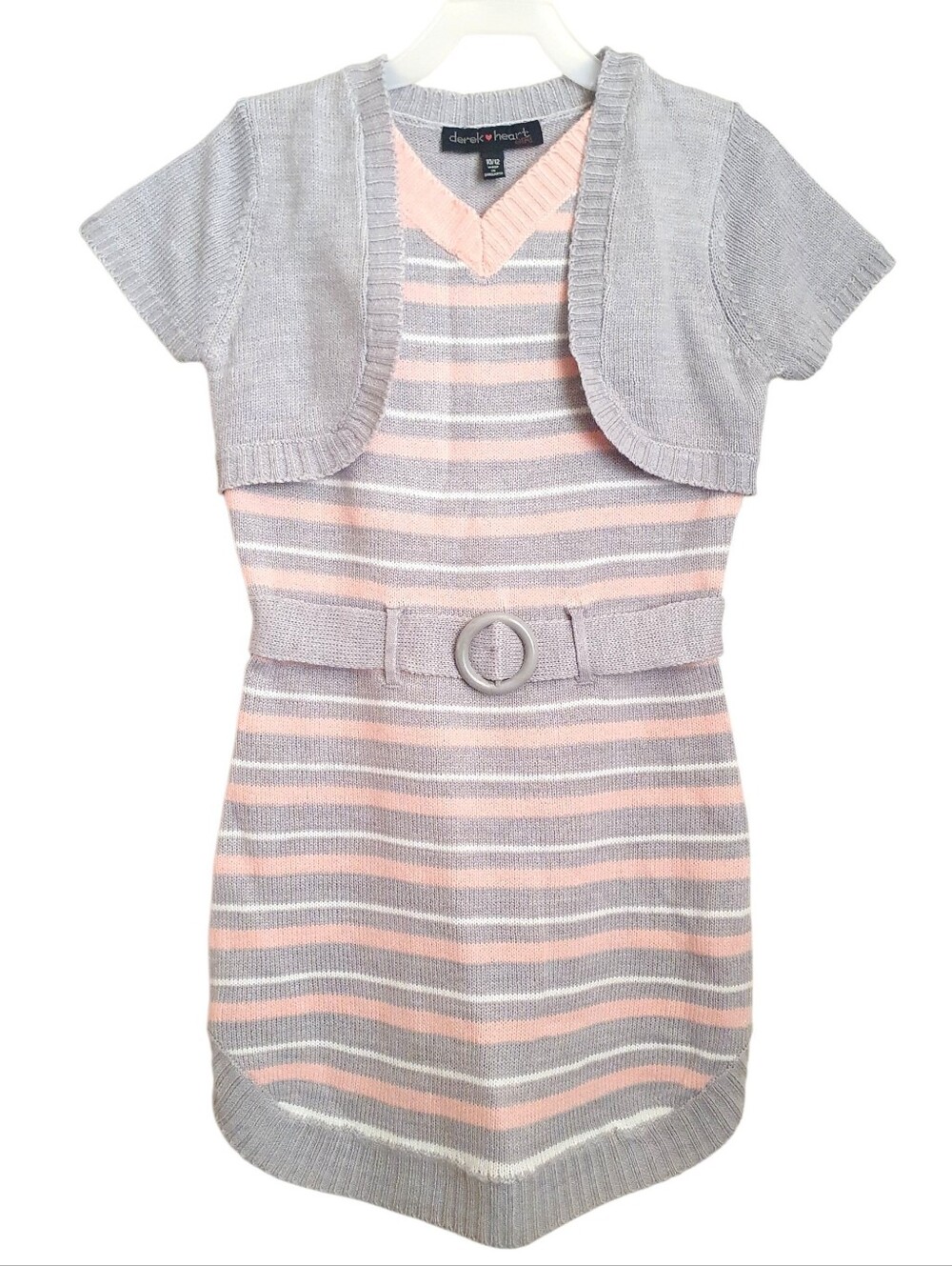 Derek Heart Girl Sweater Dress Size 10/12 Pink Gray